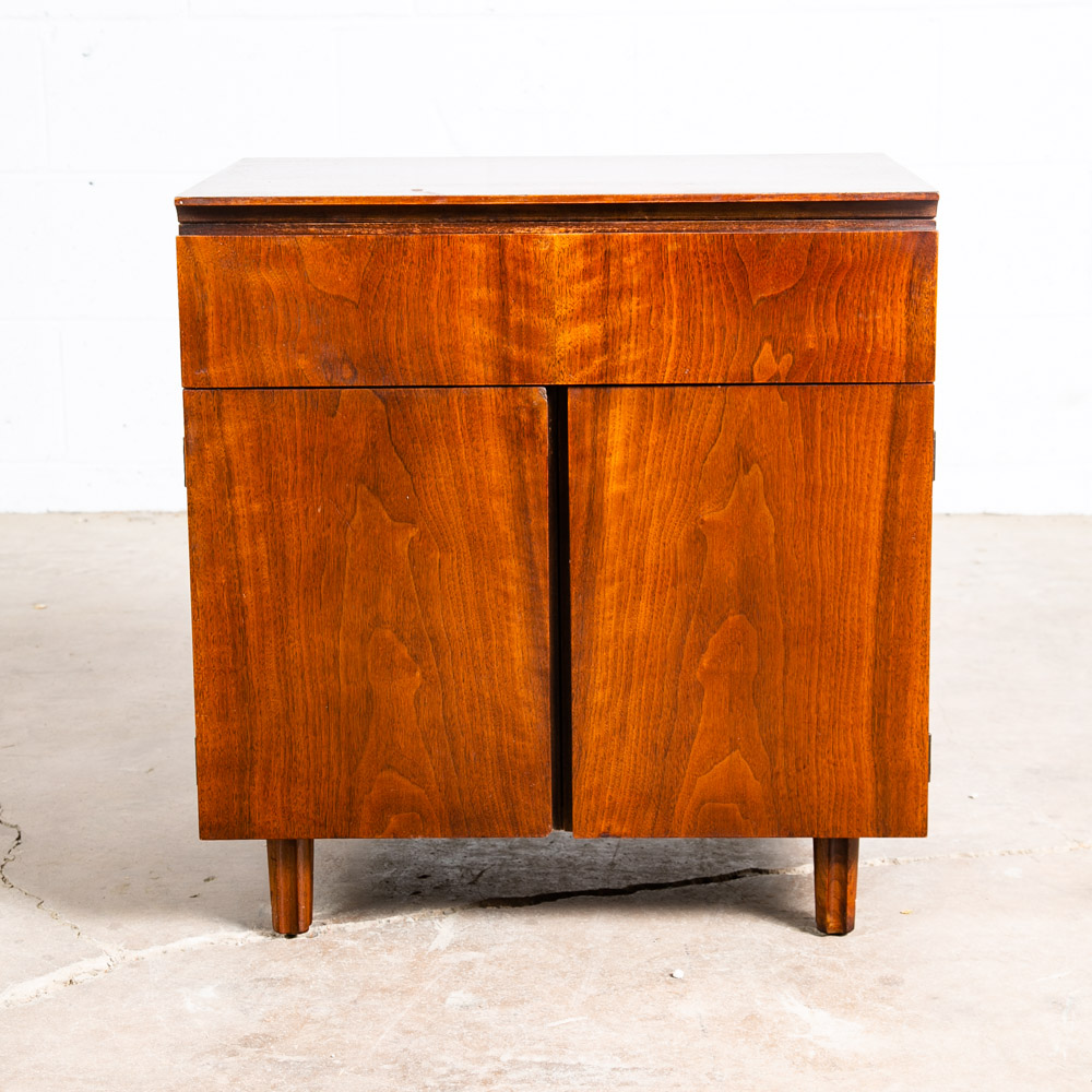 Mid Century Modern Nightstands End Side Tables John Stuart Walnut Drawer Cabinet - Image 10