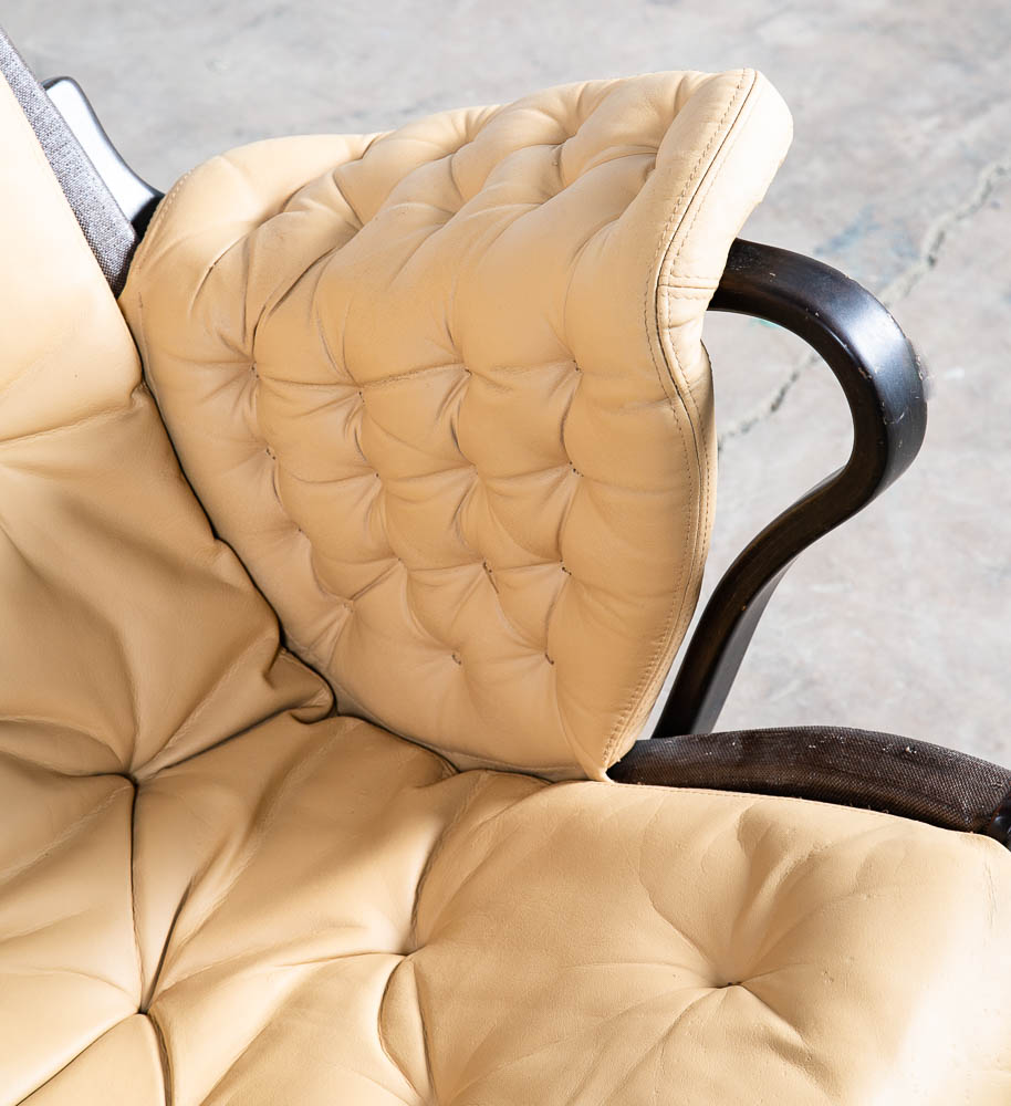 Mid Century Danish Modern Lounge Chair Dux Bruno Mathsson Pernilla Tan Leather - Image 7