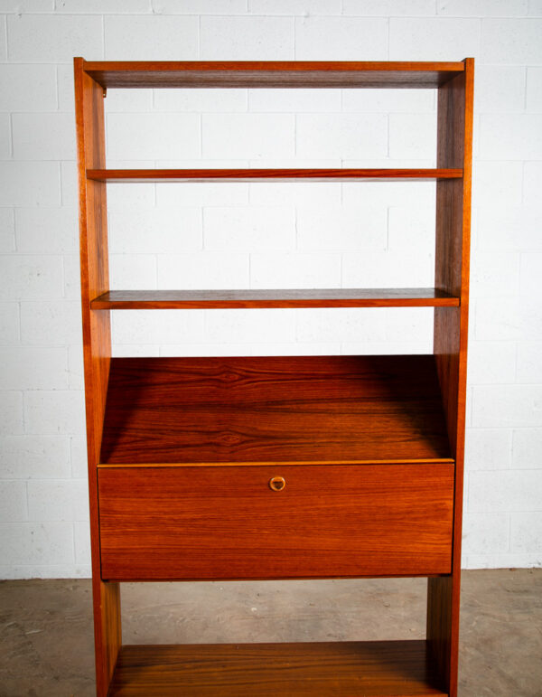 Mid Century Danish Modern Bookshelf Teak Adjustable Shelving Modular Magazine - Image 8