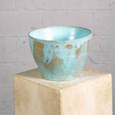 Mid Century Modern Art Pottery Planter Studio Ceramics Baby Blue Round Vintage