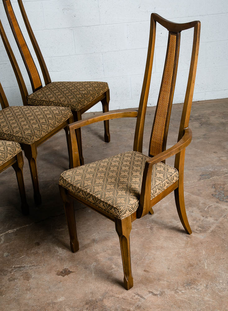 Mid Century Modern Dining Chairs 6 High Back Cane W/ 2 Armchairs Captain Set Mcm - Image 7