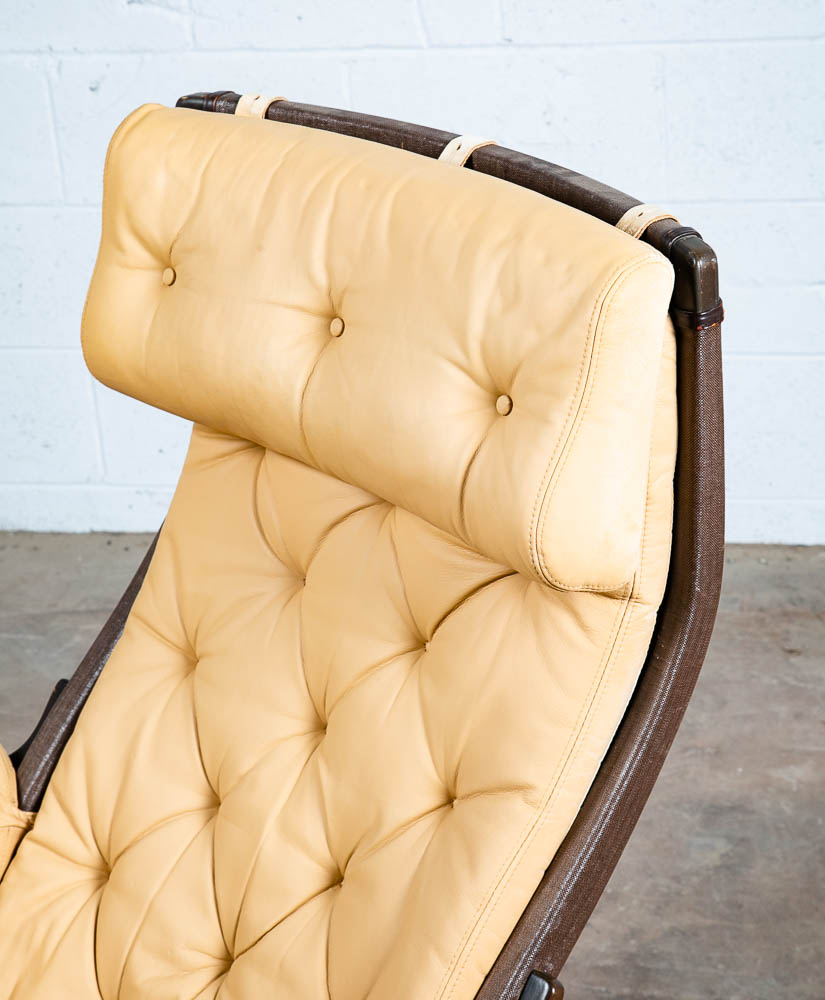 Mid Century Danish Modern Lounge Chair Dux Bruno Mathsson Pernilla Tan Leather - Image 6