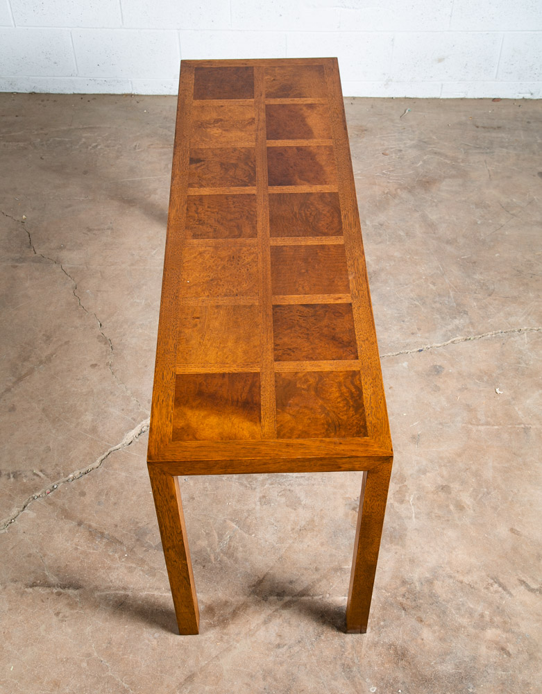 Mid Century Modern Console Table Solid Oak Burl Wood American Design Vintage