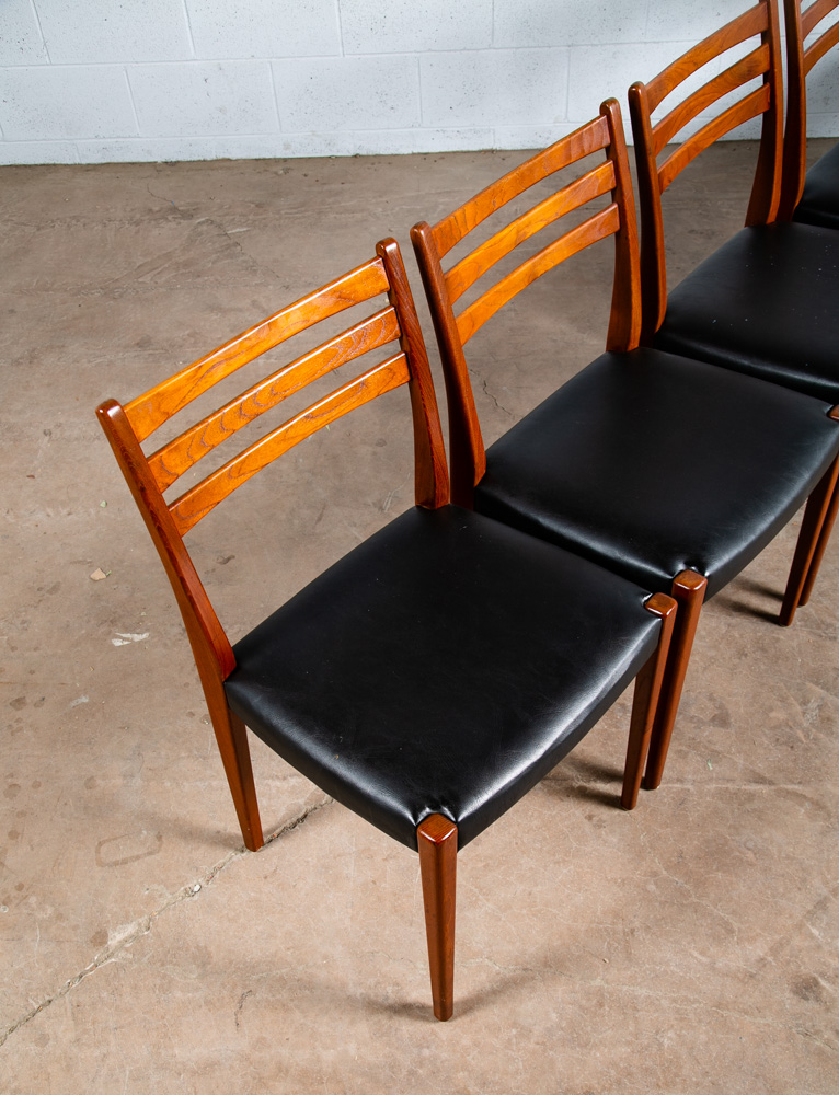 Mid Century Danish Modern Dining Chairs Set 6 Black Solid Teak Swedish Ladder NM - Image 9