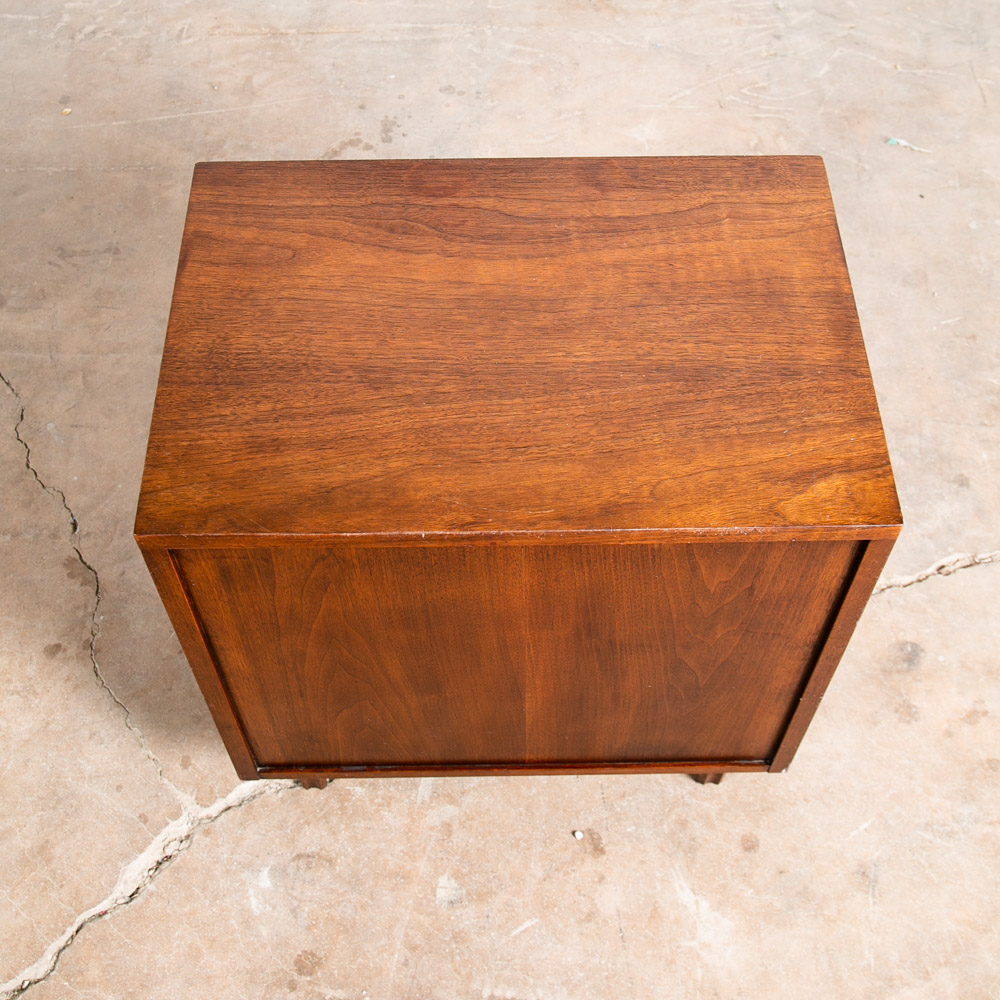 Mid Century Modern Nightstands End Side Tables John Stuart Walnut Drawer Cabinet - Image 9