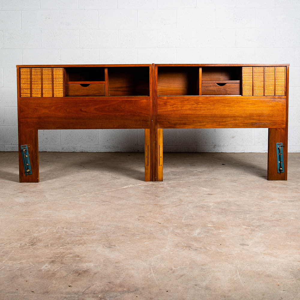 Mid Century Modern Headboard Bed Frame King Mainline Hooker Reversible Walnut - Image 3