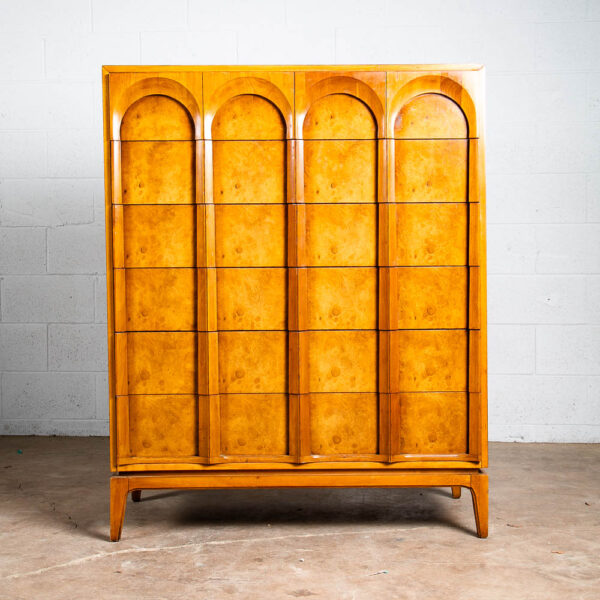 Mid Century Modern Dresser Highboy 6 Drawer Burl Thomasville Tall Sculptural Mcm - Image 2