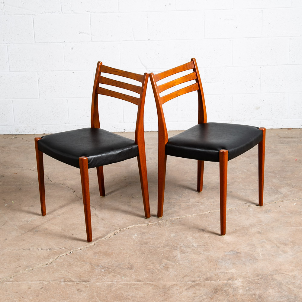 Mid Century Danish Modern Dining Chairs Set 6 Black Solid Teak Swedish Ladder NM - Image 4
