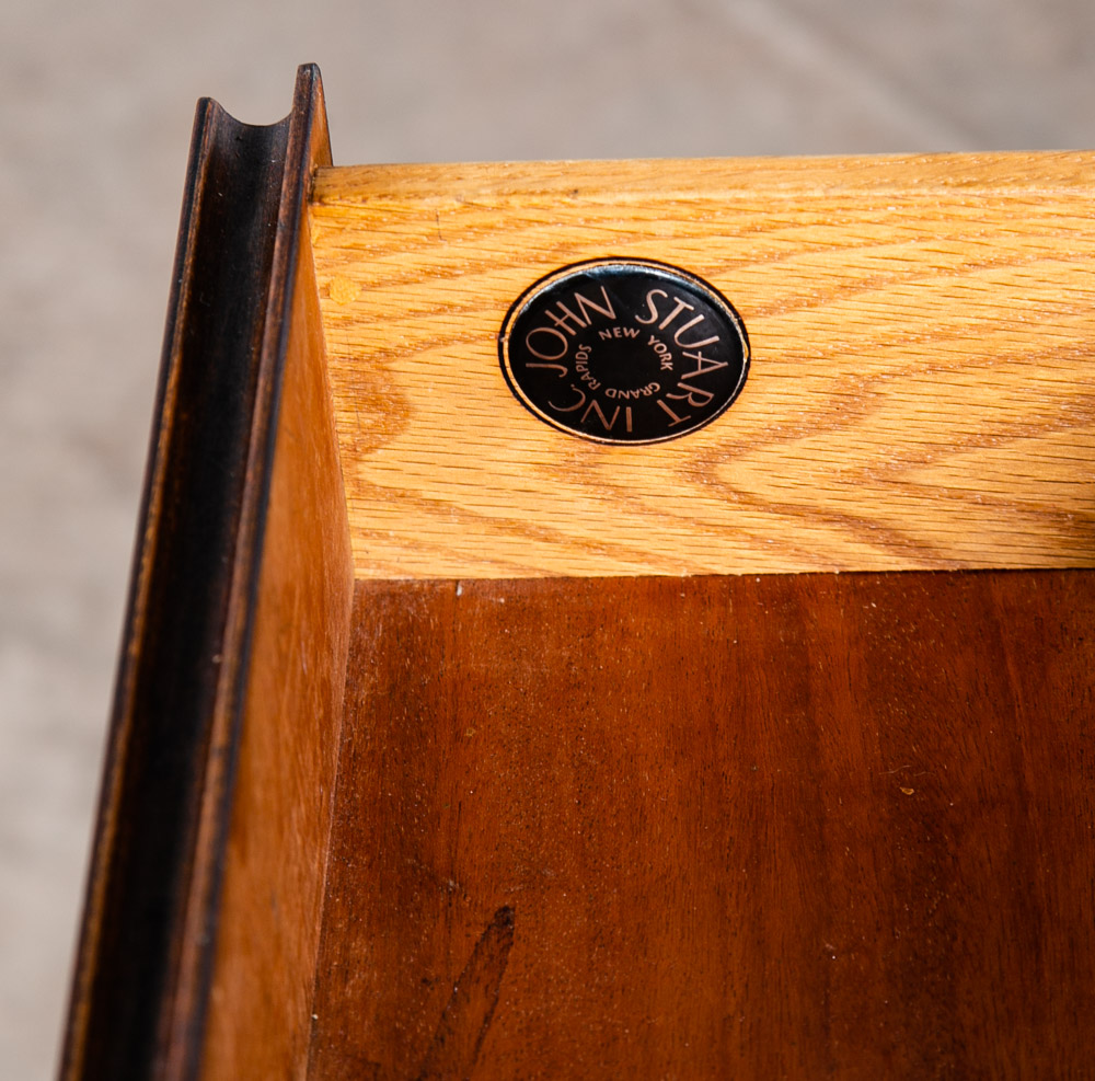 Mid Century Modern Nightstands End Side Tables John Stuart Walnut Drawer Cabinet - Image 6