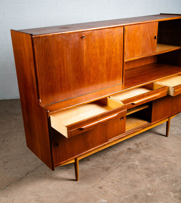 Mid Century Danish Modern Credenza Sideboard Bar Desk Teak Drawers Denmark Mcm - Image 12