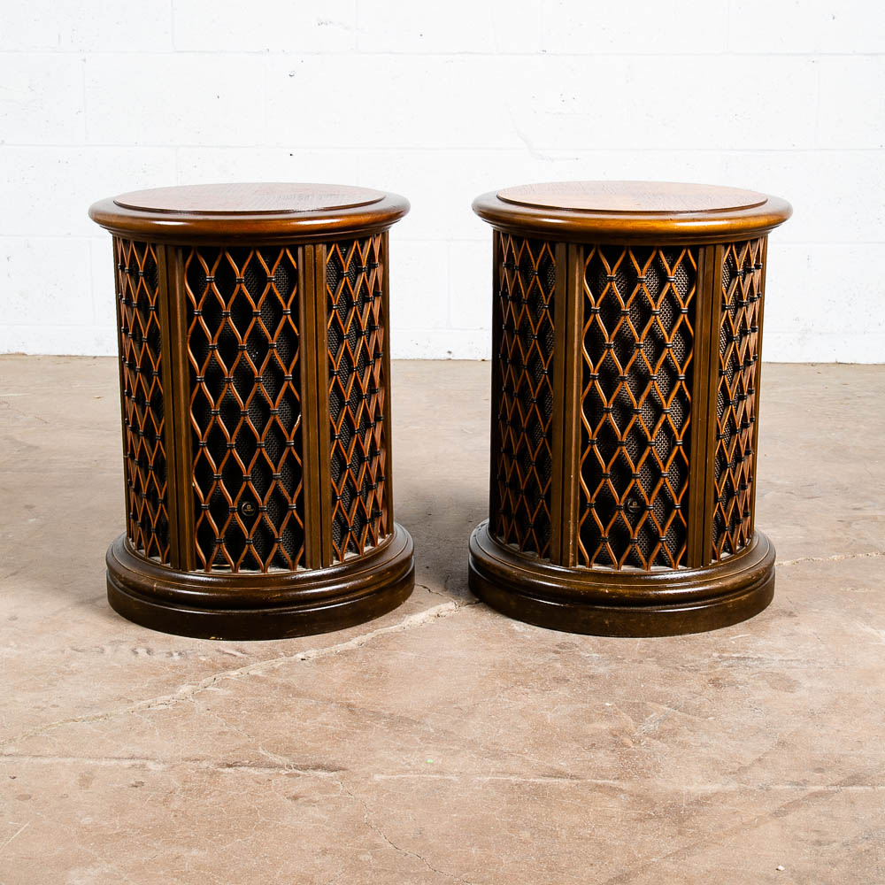 Mid Century Modern Vintage Speaker End Tables Pioneer CS-06 Pair Walnut Omni Mcm