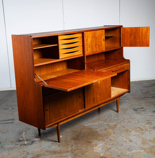 Mid Century Danish Modern Credenza Sideboard Bar Desk Teak Drawers Denmark Mcm - Image 3