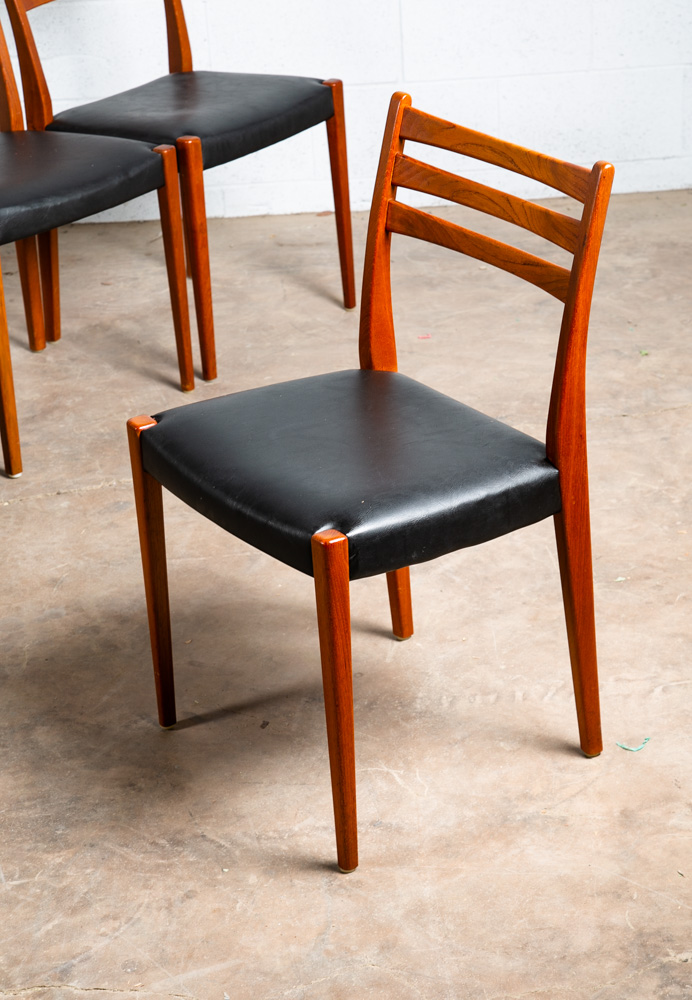 Mid Century Danish Modern Dining Chairs Set 6 Black Solid Teak Swedish Ladder NM - Image 10