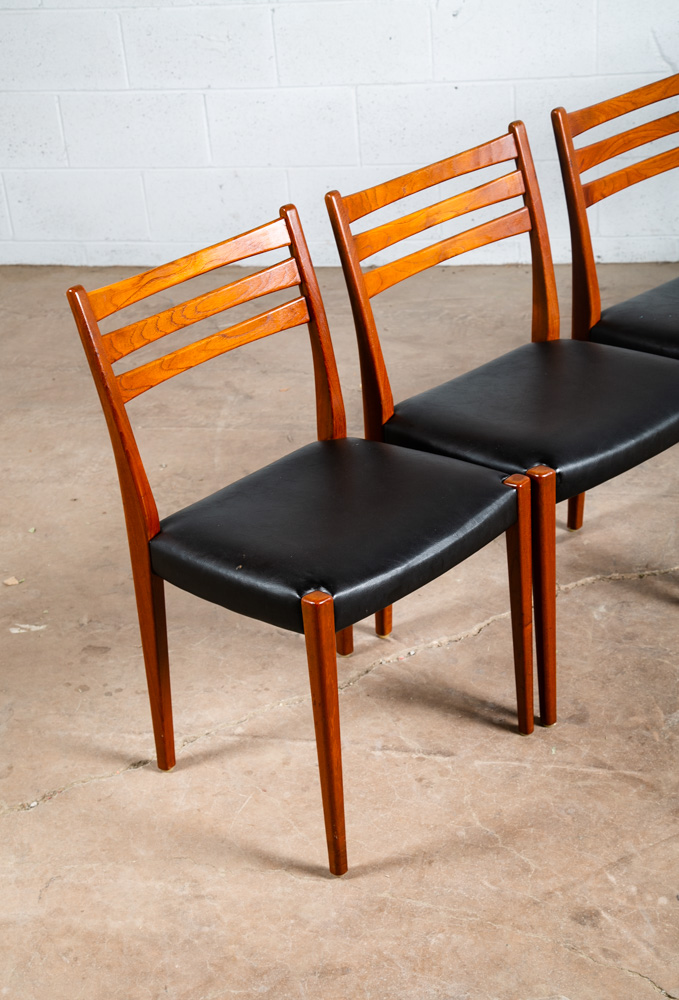 Mid Century Danish Modern Dining Chairs Set 6 Black Solid Teak Swedish Ladder NM - Image 8