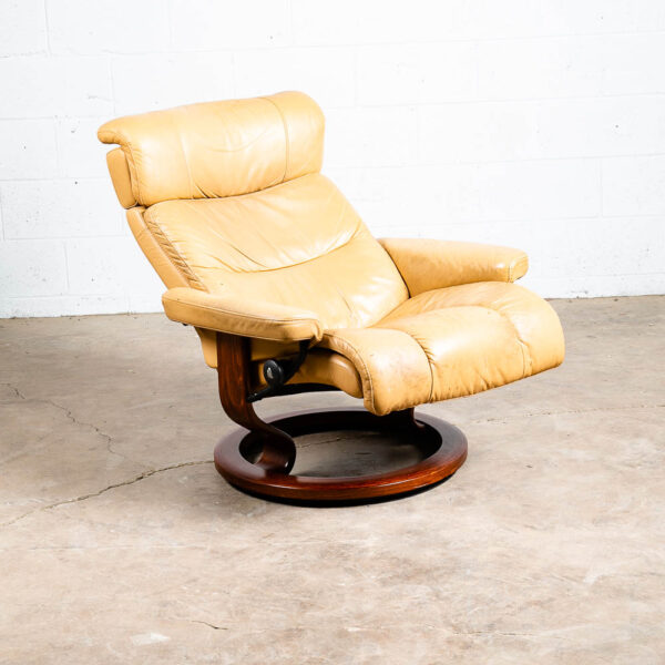 Mid Century Danish Modern Lounge Chair Ekornes Stressless Tan Ottoman Recliner L - Image 10
