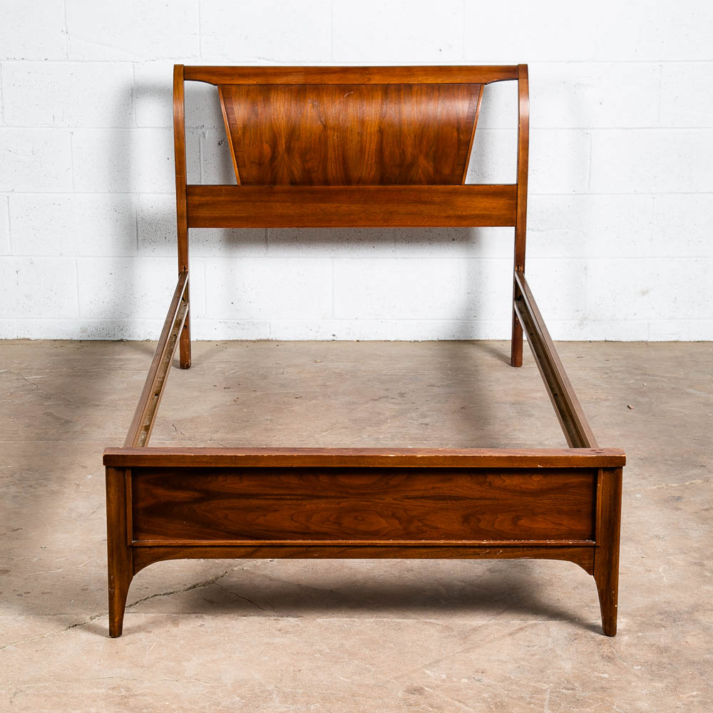 Mid Century Modern Bed Frame Twin Size Broyhill Drexel Walnut Headboard Vintage