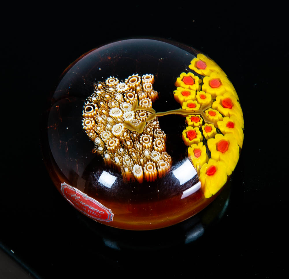 Mid Century Modern Paperweight Galliano Ferro Glass Tree Round Murano #47/750 - Image 5