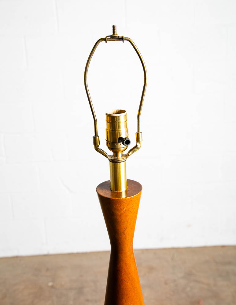 Mid Century Modern Table Lamp Solid Walnut Wood Round Studio Vintage Lighting NM - Image 8