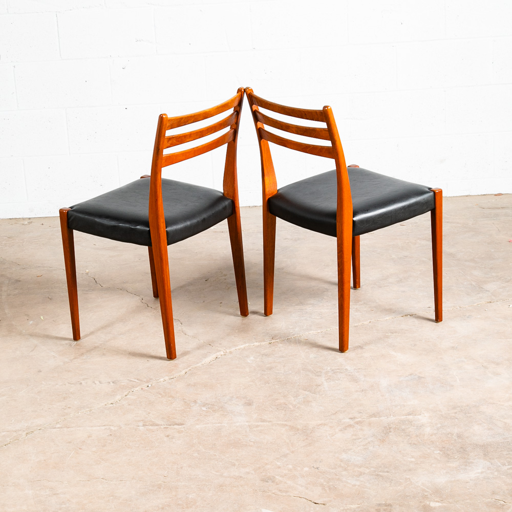 Mid Century Danish Modern Dining Chairs Set 6 Black Solid Teak Swedish Ladder NM - Image 5