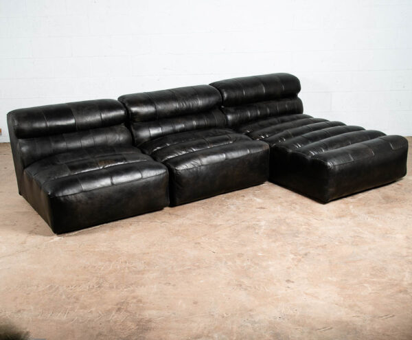 Modern Sofa Sectional Black Leather Couch Moe's Home Collection Ramsay Modular