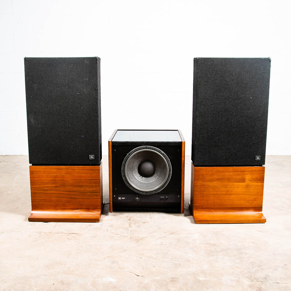Mid Century Modern Speakers JBL L212 Walnut Vintage Speaker Subwoofer Floor 3way - Image 2