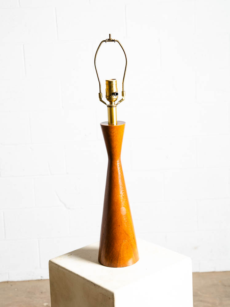 Mid Century Modern Table Lamp Solid Walnut Wood Round Studio Vintage Lighting NM - Image 6