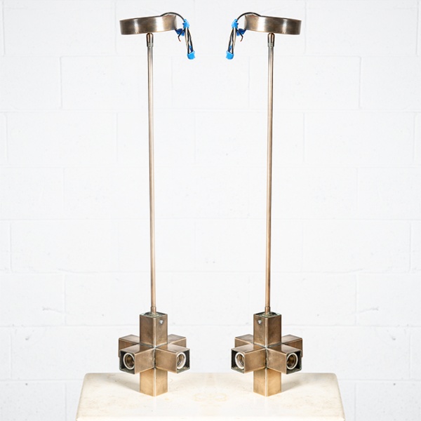 Mid Century Modern Chandelier Lamp Set Light Gold Brass Pendant Morrison 5 Light