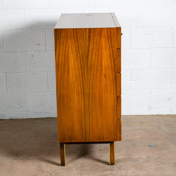 Mid Century Modern Highboy Dresser American Martinsville Brass Walnut 7 Drawer - Image 3
