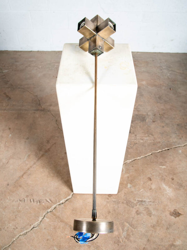 Mid Century Modern Chandelier Lamp Set Light Gold Brass Pendant Morrison 5 Light - Image 4