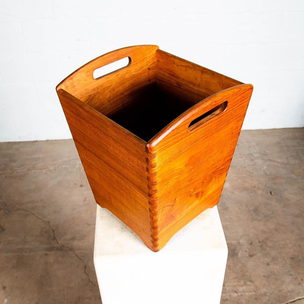 Mid Century Danish Modern Trash Bin Teak Waste Basket Denmark Fingerjointed Mcm - Image 8