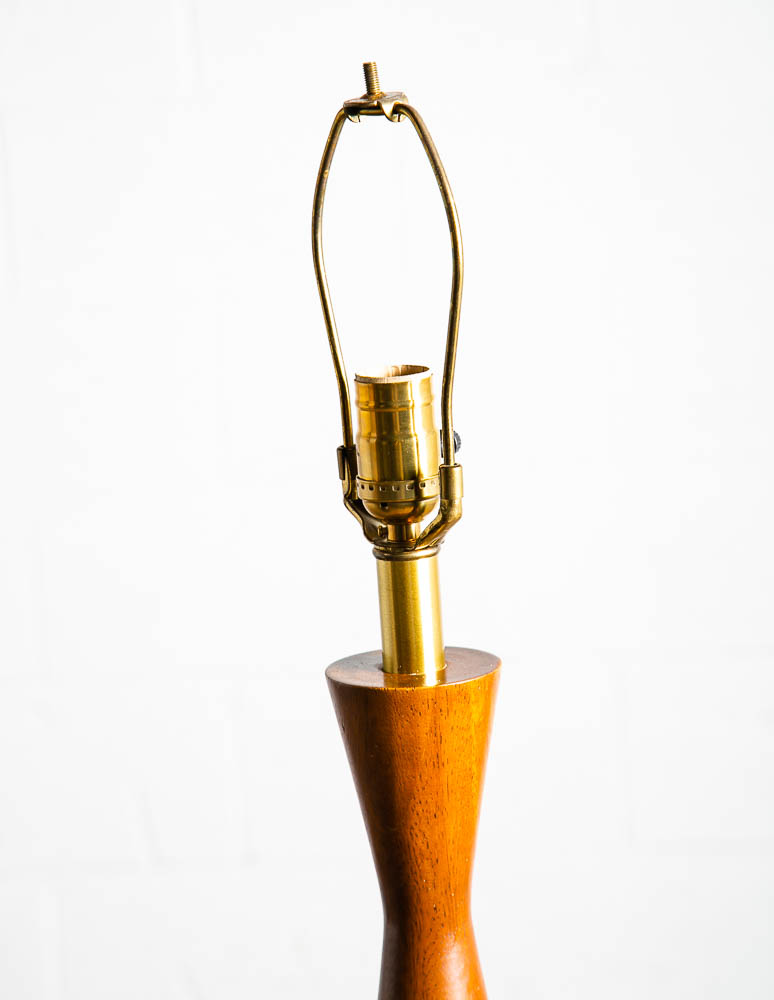 Mid Century Modern Table Lamp Solid Walnut Wood Round Studio Vintage Lighting NM - Image 10