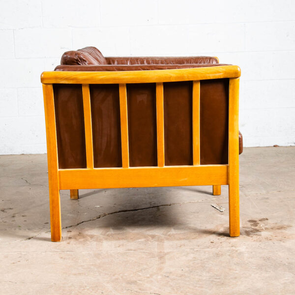 Mid Century Danish Modern Lounge Chair Stouby Worn Leather Brown Arm Denmark VG+ - Image 5