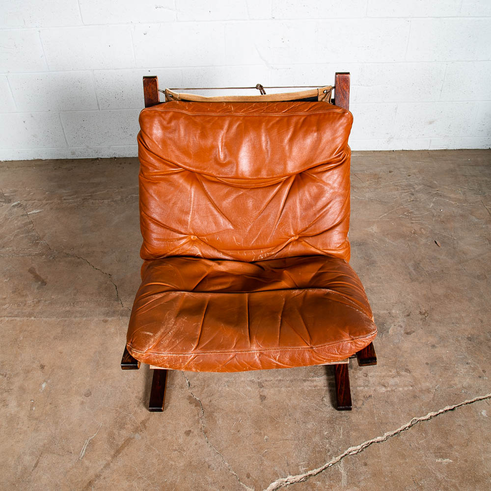 Mid Century Danish Modern Lounge Chair Red Leather Ingmar Relling Westnofa Side. - Image 8