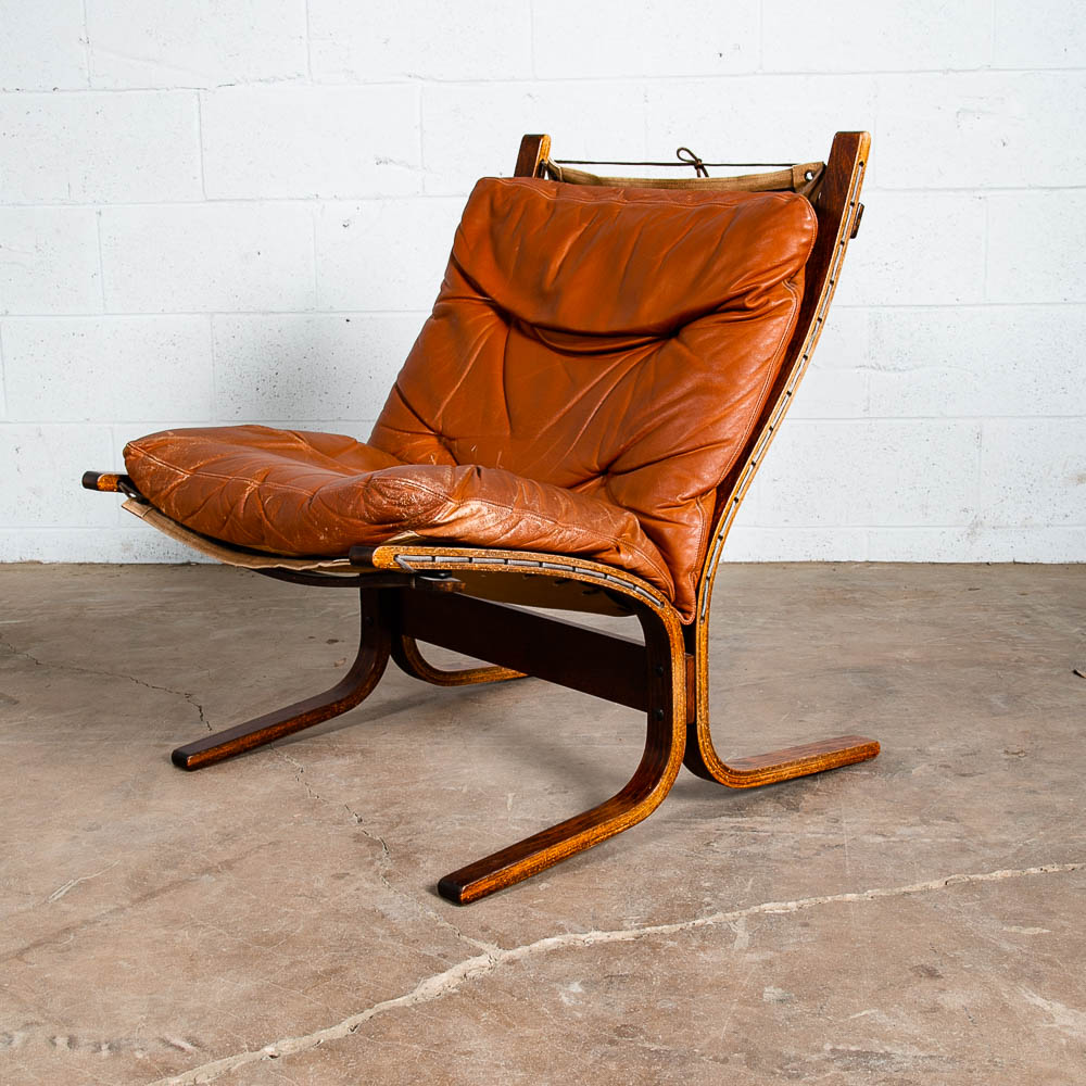 Mid Century Danish Modern Lounge Chair Red Leather Ingmar Relling Westnofa Side.