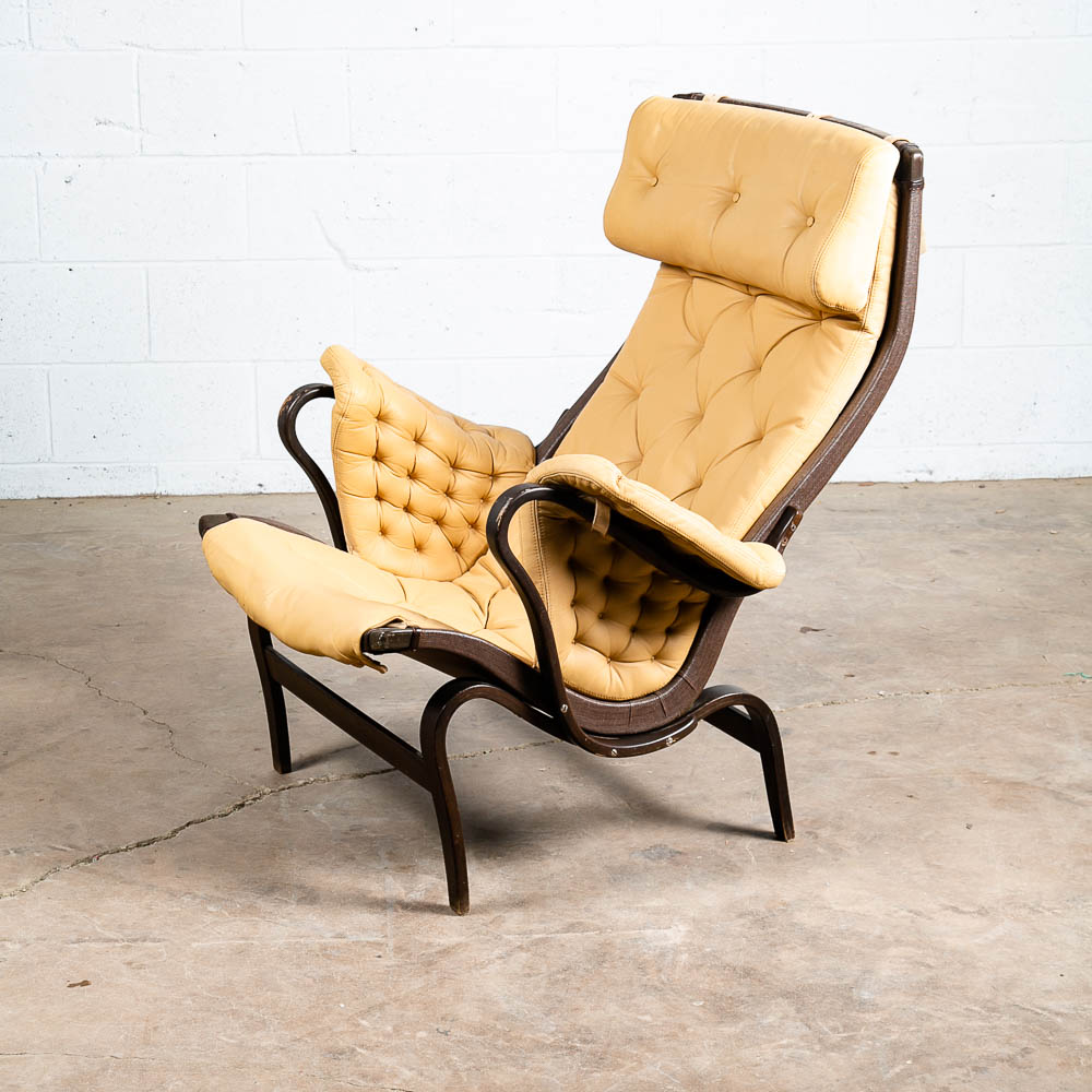 Mid Century Danish Modern Lounge Chair Dux Bruno Mathsson Pernilla Tan Leather - Image 9