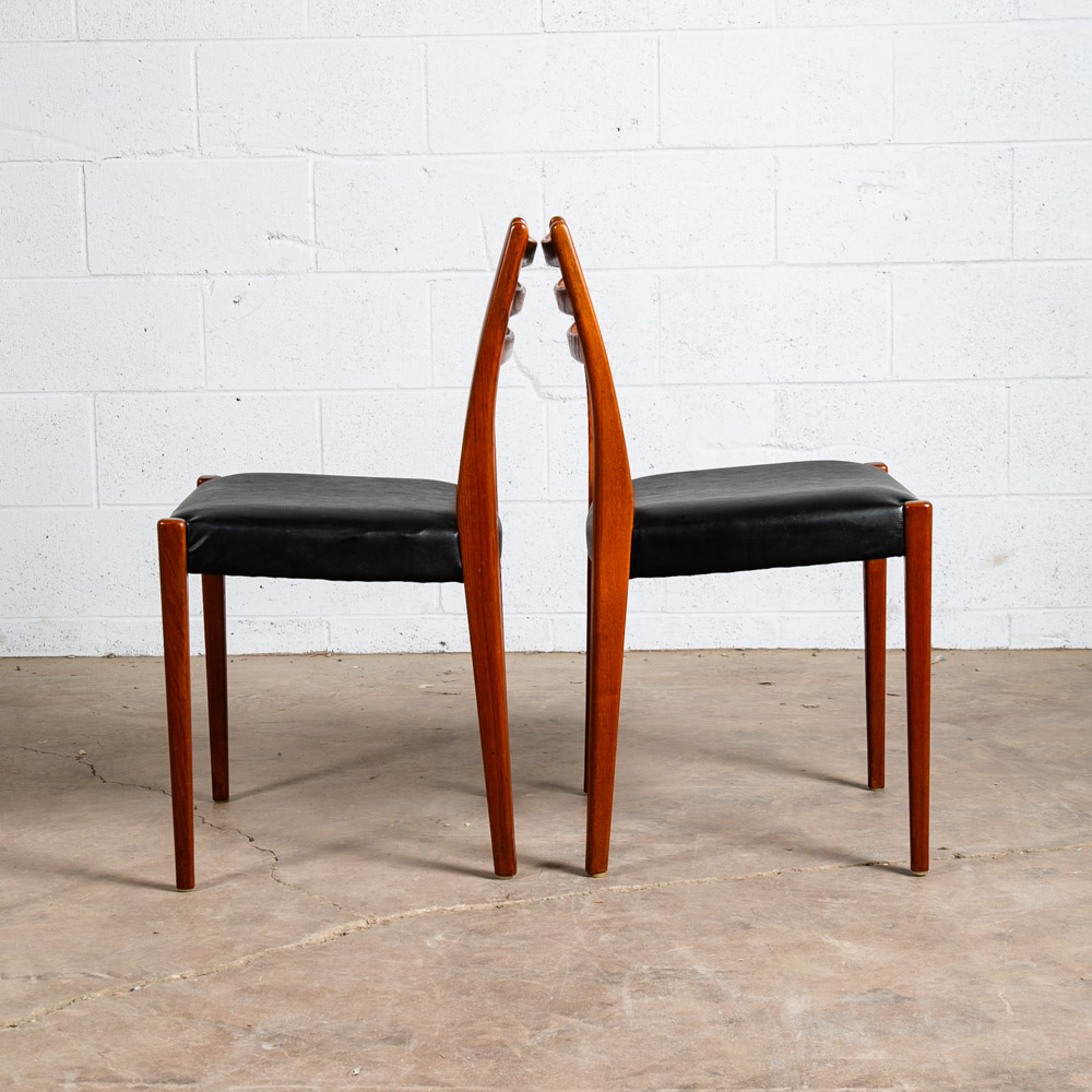 Mid Century Danish Modern Dining Chairs Set 6 Black Solid Teak Swedish Ladder NM - Image 6