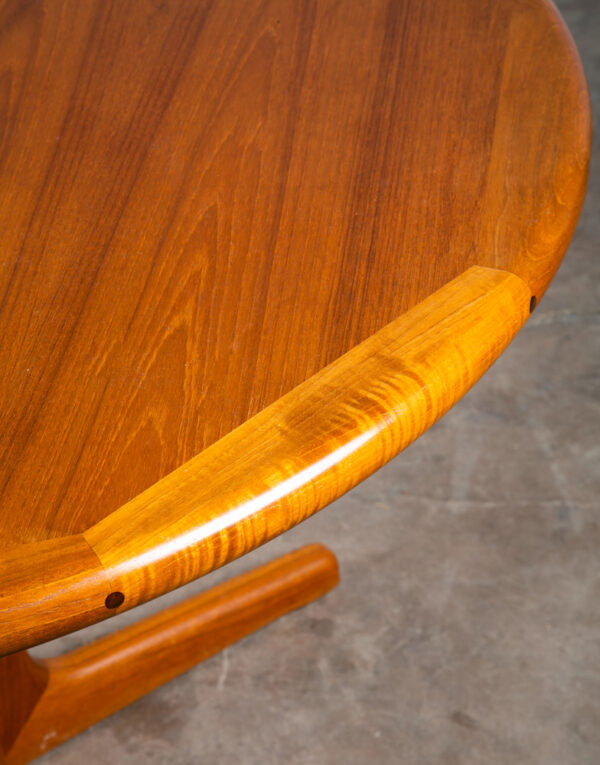 Mid Century Danish Modern Dining Table D Scan Teak Expanding Leaf x2 Round 88 in - Image 8