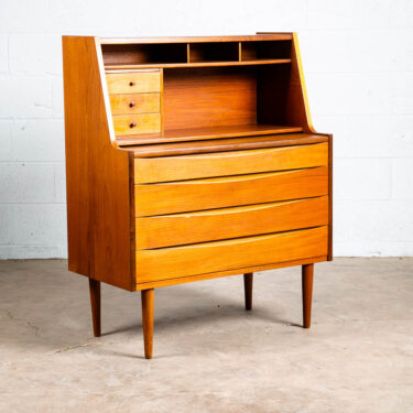 Mid Century Danish Modern Secretary Desk Bureau Denmark Vintage Drawers Mirror