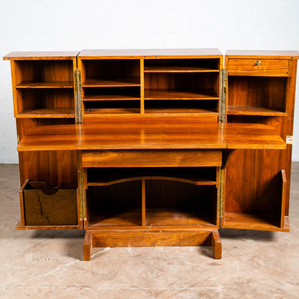 Mid Century Danish Modern Desk In a Box Office Teak Sliding Denmark Locking - Image 3