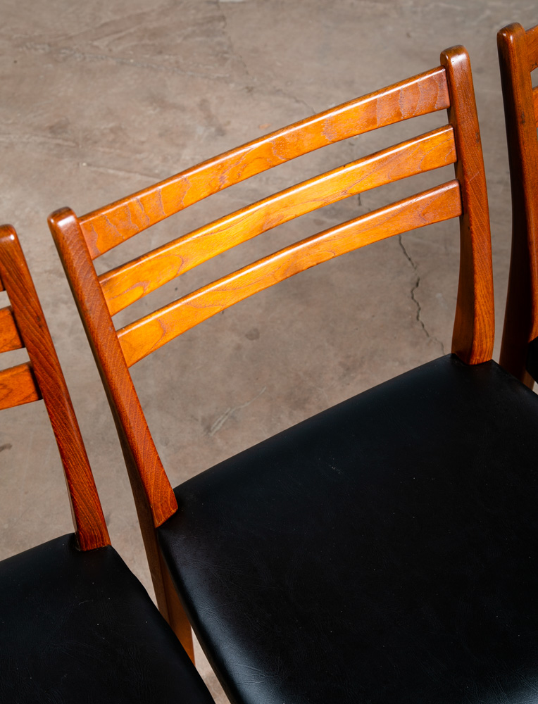Mid Century Danish Modern Dining Chairs Set 6 Black Solid Teak Swedish Ladder NM - Image 11