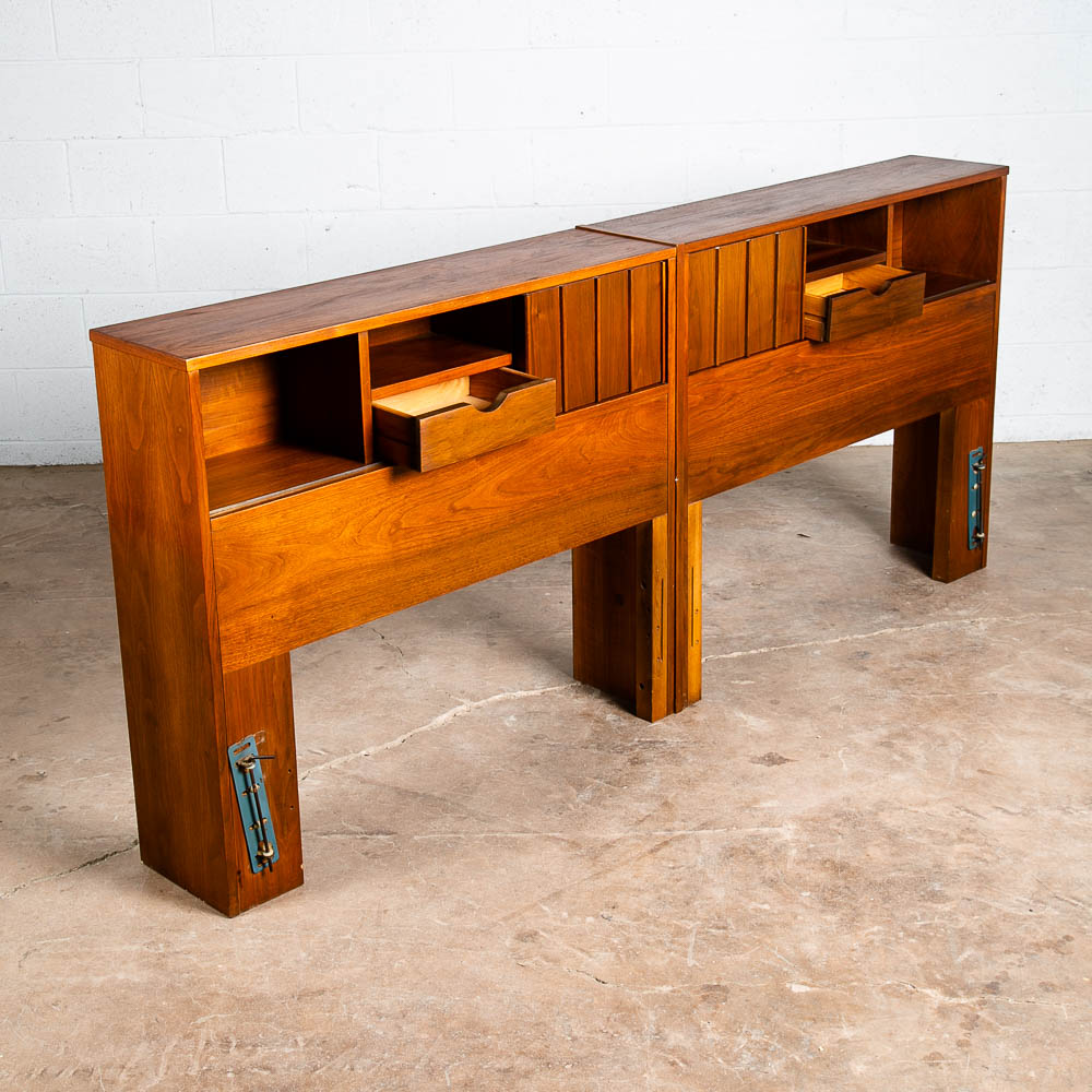 Mid Century Modern Headboard Bed Frame King Mainline Hooker Reversible Walnut - Image 5