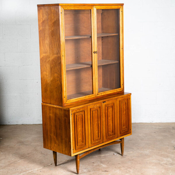 Mid Century Modern Hutch Credenza Broyhill Sculptra China Cabinet Display Glass
