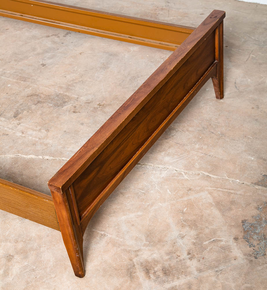 Mid Century Modern Bed Frame Twin Size Broyhill Drexel Walnut Headboard Vintage - Image 7
