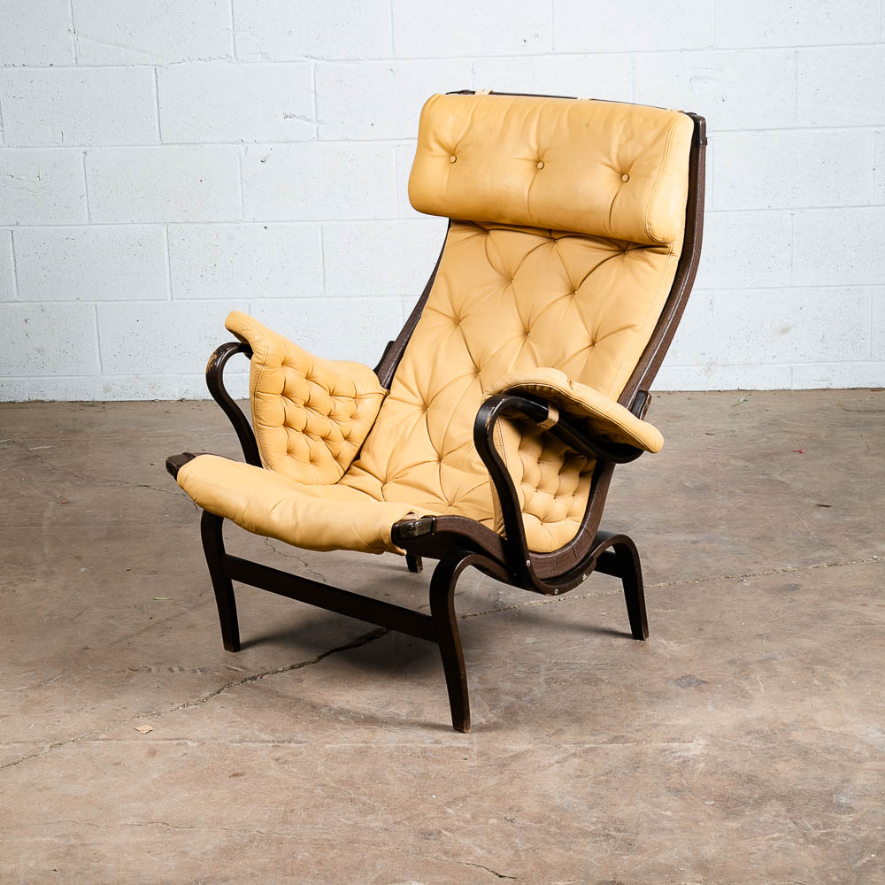 Mid Century Danish Modern Lounge Chair Dux Bruno Mathsson Pernilla Tan Leather