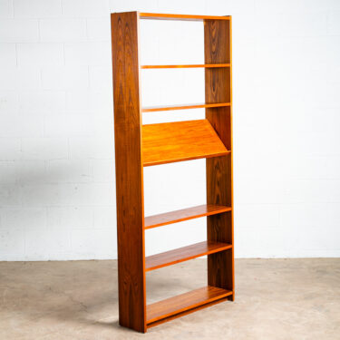 Mid Century Danish Modern Bookshelf Teak Adjustable Shelving Magazine Rack