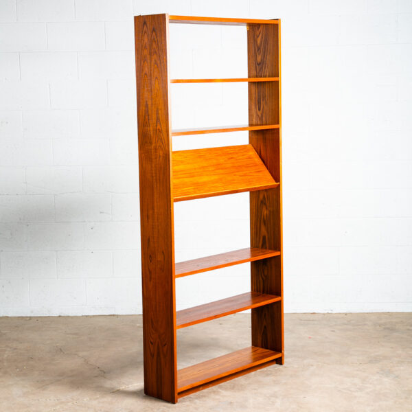 Mid Century Danish Modern Bookshelf Teak Adjustable Shelving Magazine Rack