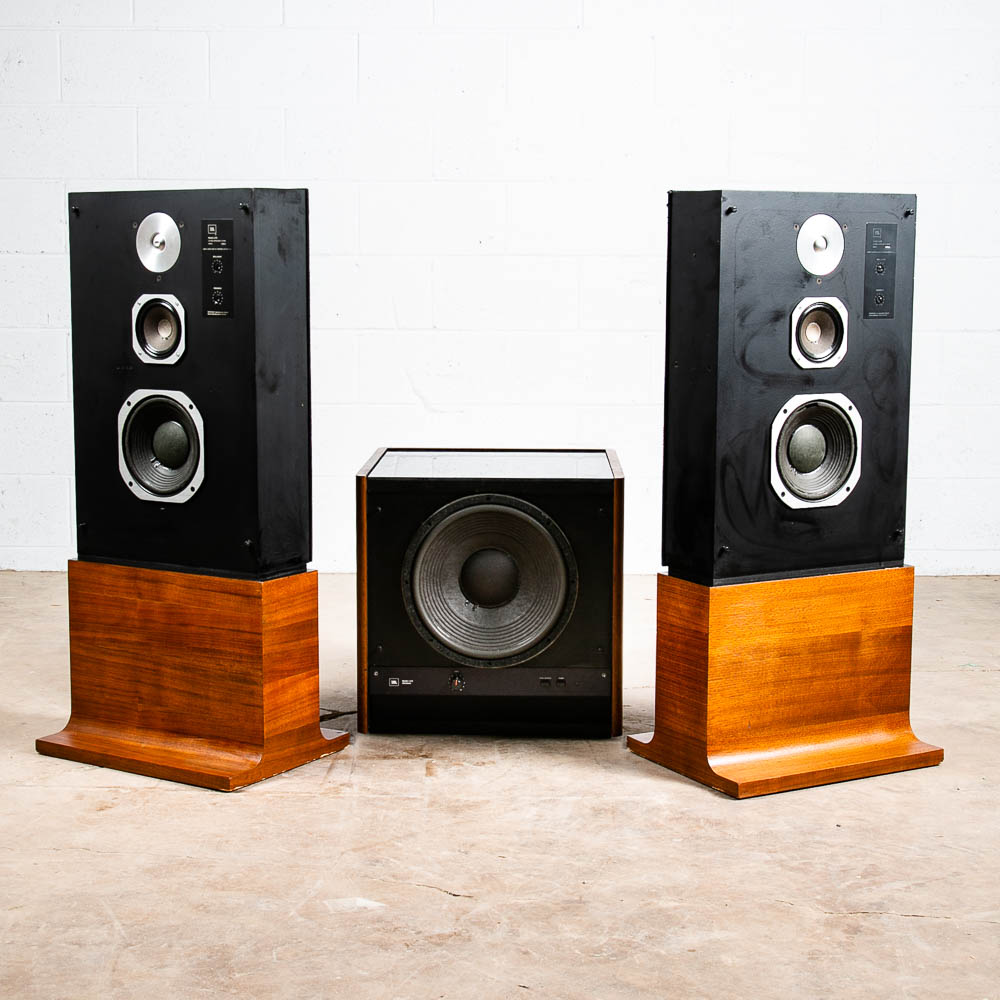 Mid Century Modern Speakers JBL L212 Walnut Vintage Speaker Subwoofer Floor 3way