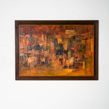 Mid Century Modern Painting Original Art Abstract Cityscape Signed 1963 City 41"