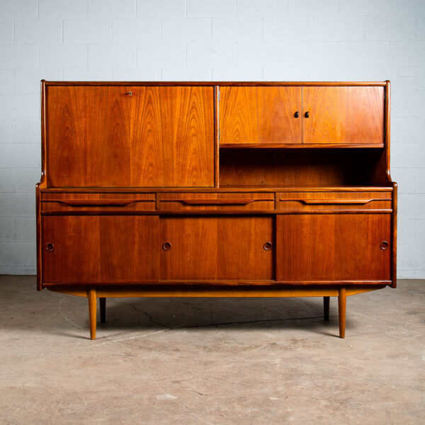 Mid Century Danish Modern Credenza Sideboard Bar Desk Teak Drawers Denmark Mcm - Image 2