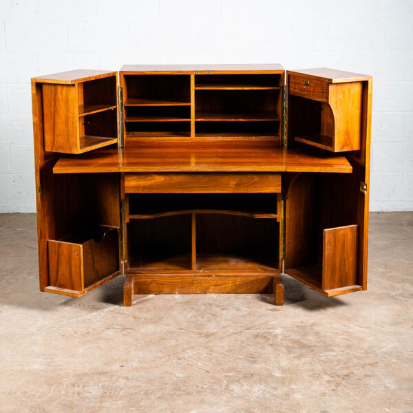 Mid Century Danish Modern Desk In a Box Office Teak Sliding Denmark Locking